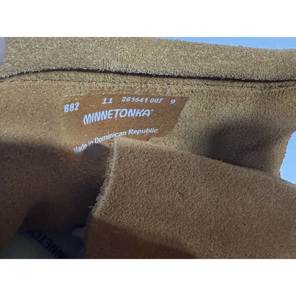 NEW Minnetonka Mens style882 Tan Suede Fringe Moccasin Boots Ties Soft Sole NWT - Picture 4 of 13